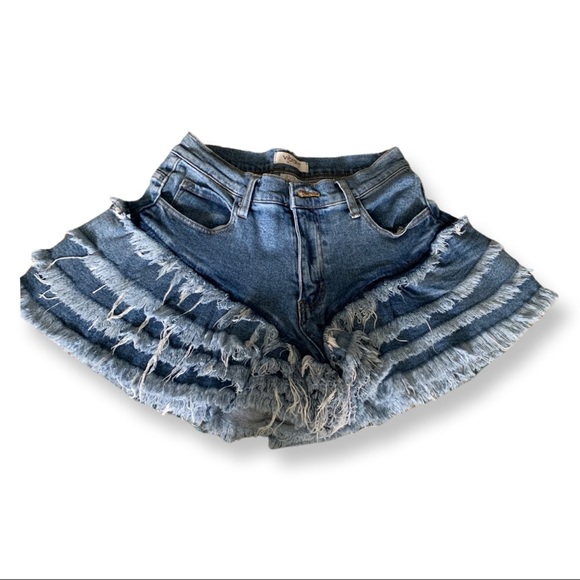 COPY - Ruffled Jean Shorts size: M - Picture 1 of 4
